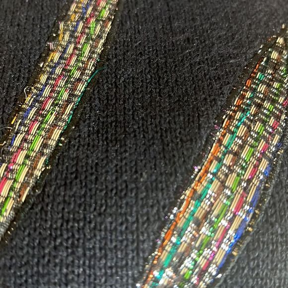 Vintage Pierre Cardin sweater sequins beaded patches navy blue size 40 - Picture 14 of 14